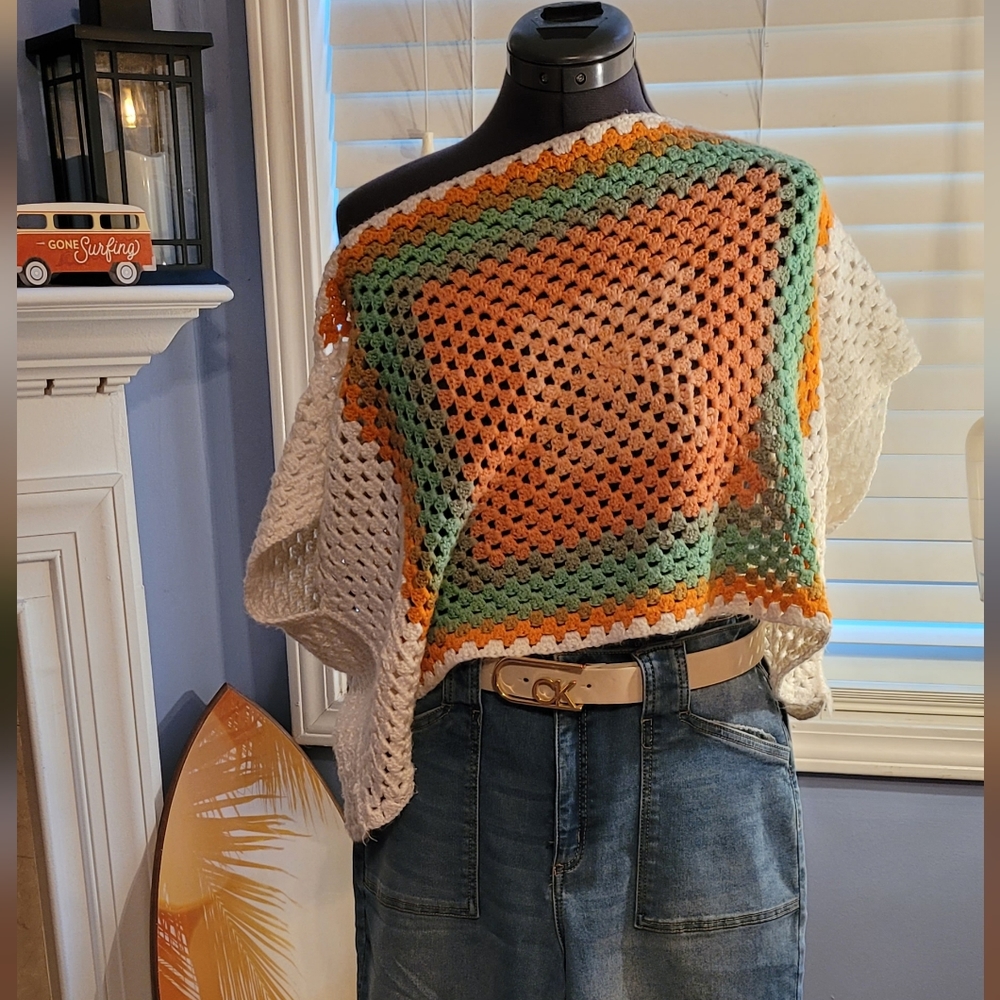 Handmade by me size large crochet off the shoulder top.